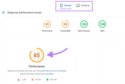 PageSpeed Insight Example